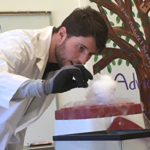 Olders Teacher Ben Bellamy adds water to solid carbon dioxide, also known as dry ice. Olders Teacher Ben Bellamy adds water to solid carbon dioxide, also known as dry ice.