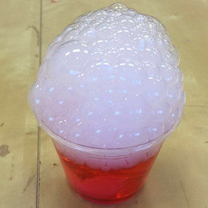 Bubbles produced by adding foaming soap to a base of dry ice and water. Bubbles produced by adding foaming soap to a base of dry ice and water.